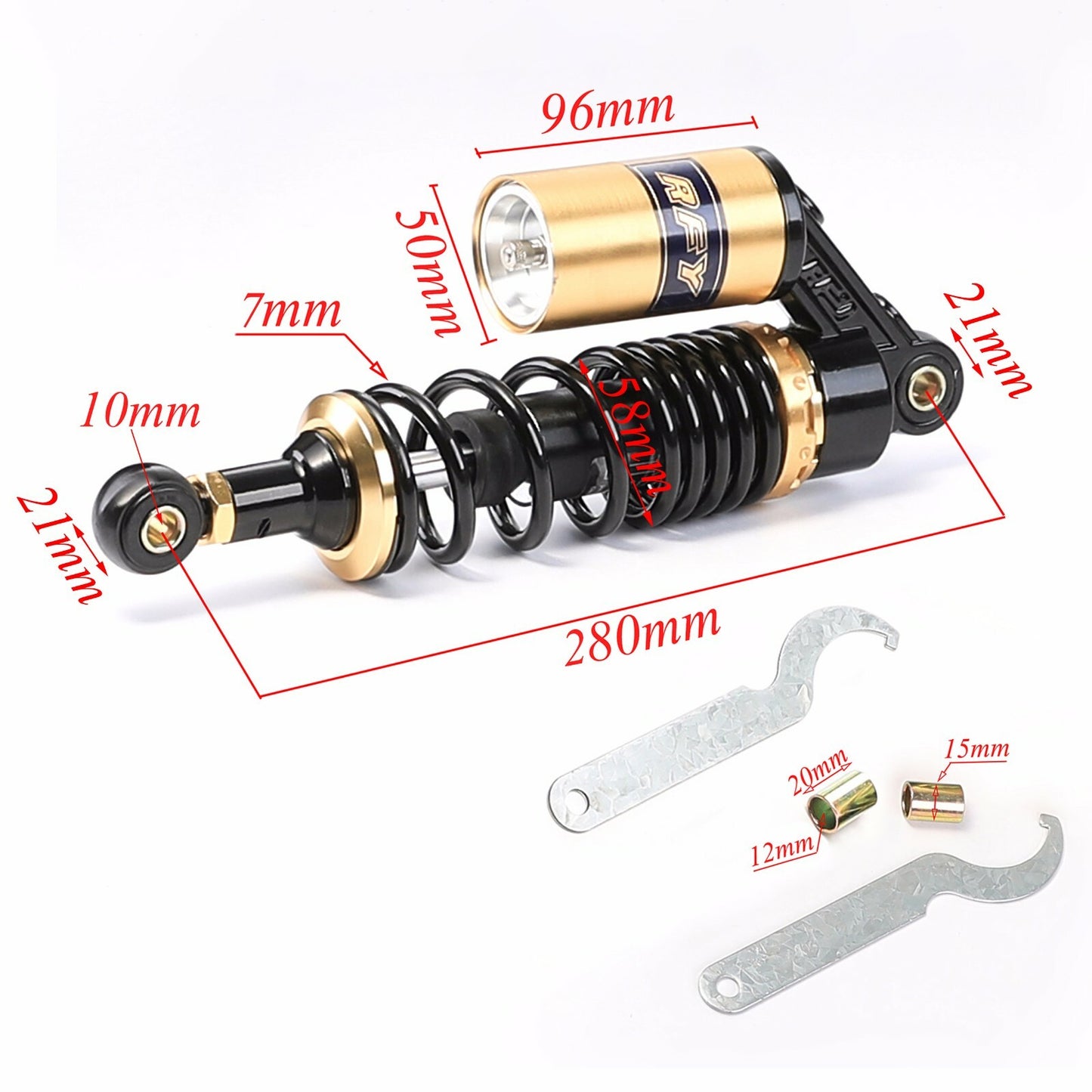 2-Pack 11-inch 280mm Rear Air Shocks for Go-Karts, for Yamaha , ATVs, Quadruple Pit Bikes