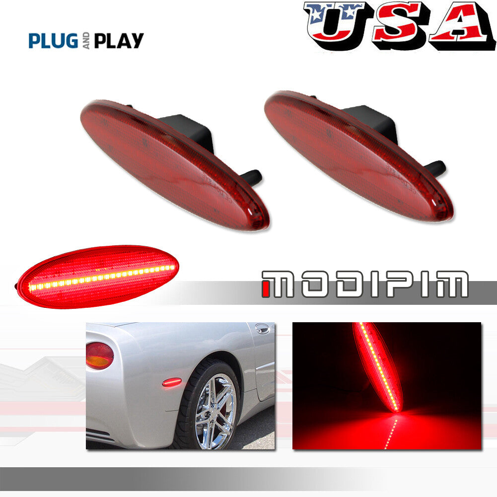 OE style red lens, red LED rear marker lights for 1997-2004 for Chevrolet for Corvette C5