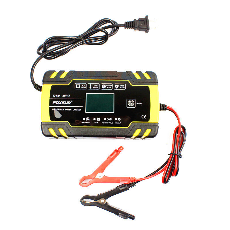 Motorcycle 12V 8A Digital LCD Display Battery Chargers Power Puls Repair Charger