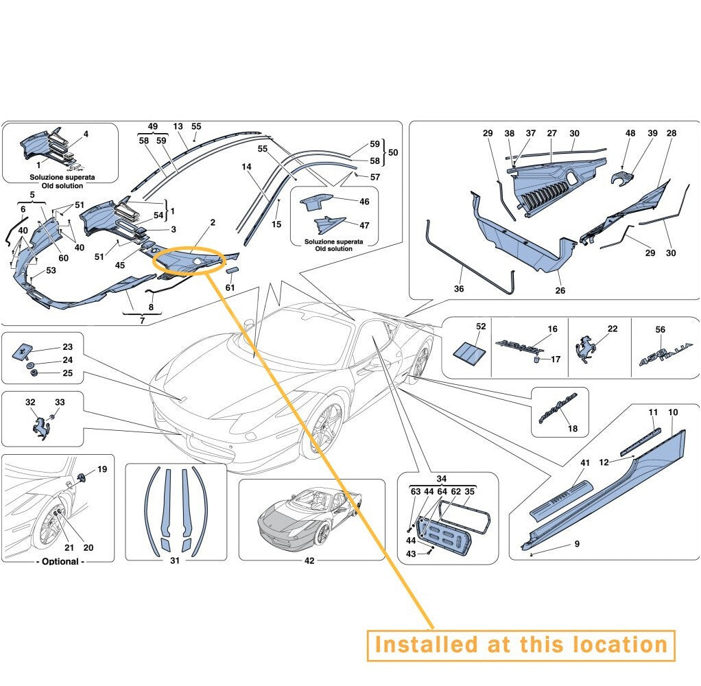 Suitable for Ferrari 458 club right windshield panel COWL : 84094600
