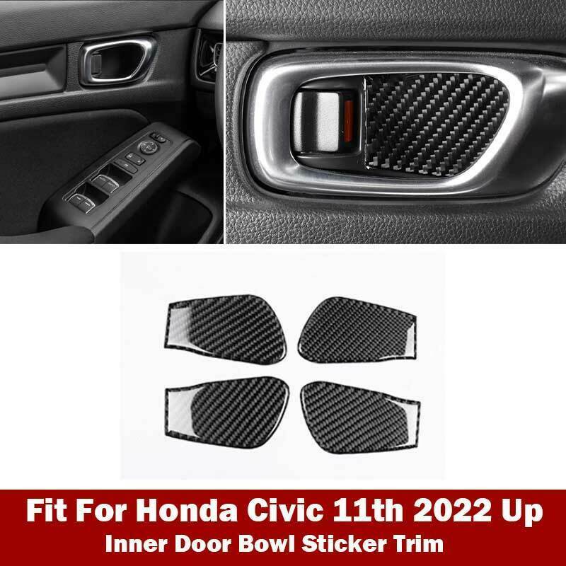 4PCS Real Carbon Fiber Inner Door Bowl Cover Trim for Honda for Civic 11th 2022 Up