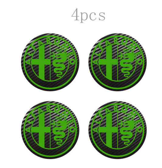 4-pack of 50mm for Alfa Romeo green edge stickers, wheel center stickers, badges