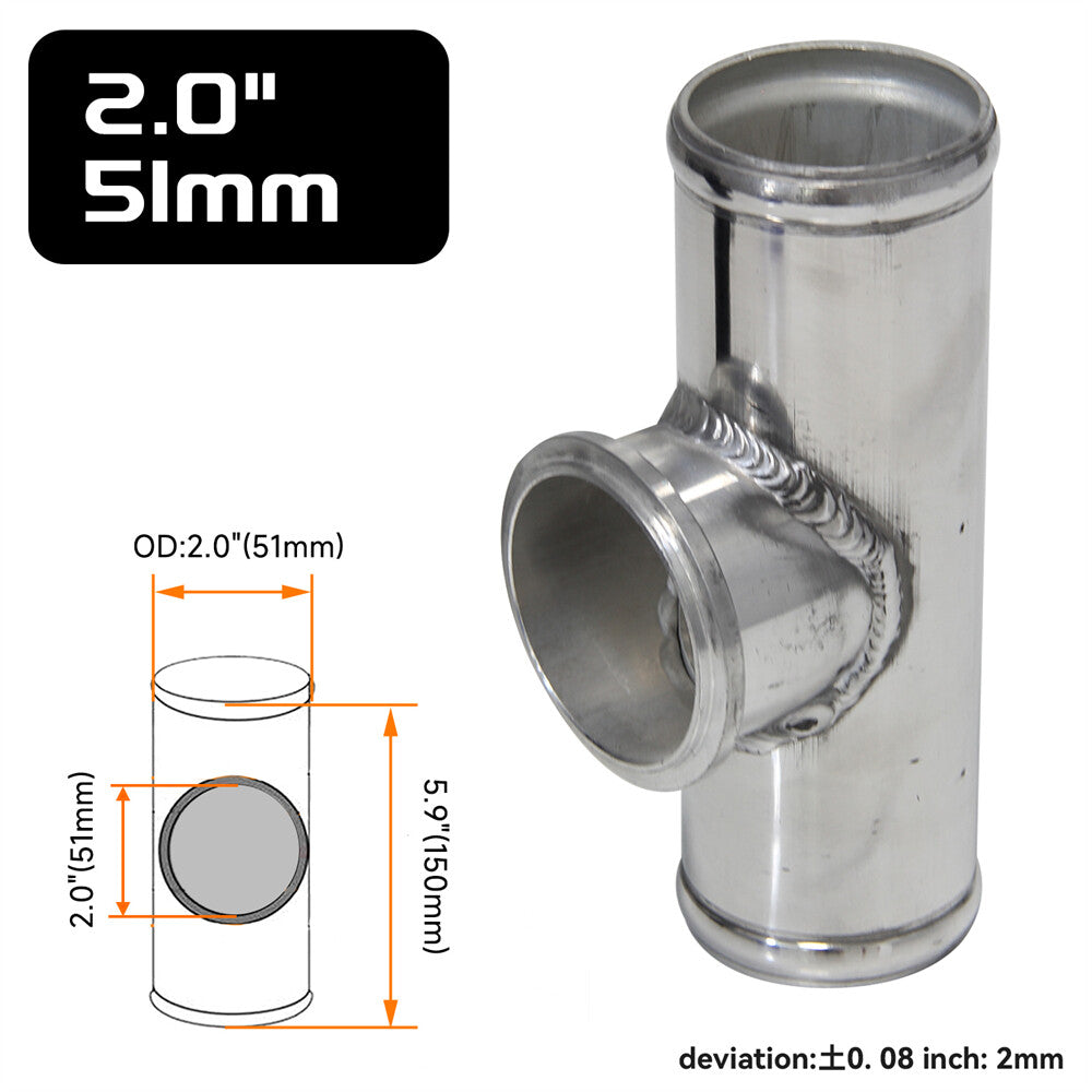 Universal 50mm V-band BOV Flange 2 Tube Pipe Blow off Valve Turbo Silver