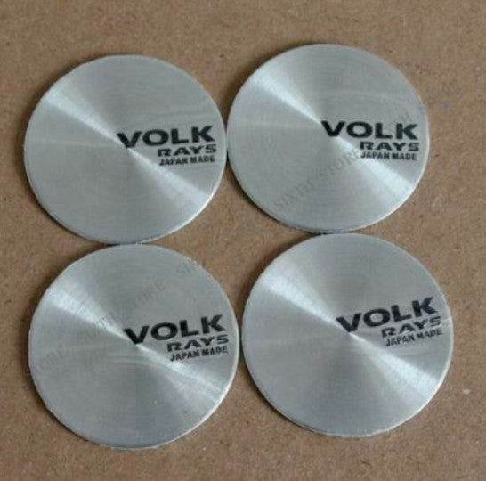 Silver 4x45mm Volk Rays Wheel Center Sticker, Rim Sticker, Edge Sticker, Logo