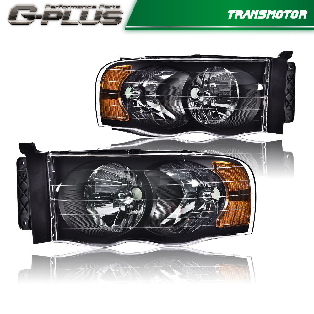 Suitable for 02-05 for Dodge for Ram 1500 2500 3500, black housing headlights and left and right lights.