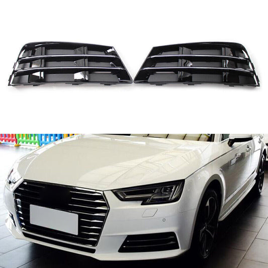 2x Front Bumper Fog Light Grille Cover Lower L + R Side Fit for AUDI A4 B9 2016-2018