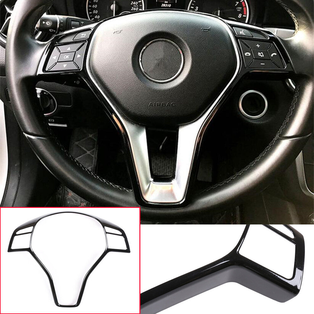for Benz A B C E CLA GLA GLK CLS Class W212 W204 Steering Wheel Trim Gloss Black
