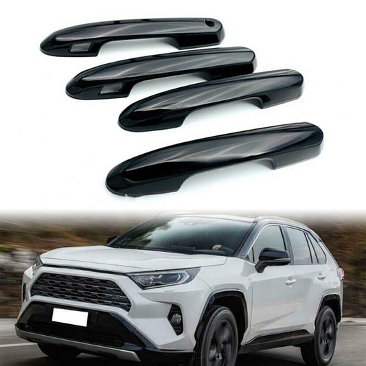 Door Side Handles Cover Trim Set Decor Gloss Black Fit for Toyota RAV4 2019 2020 Car
