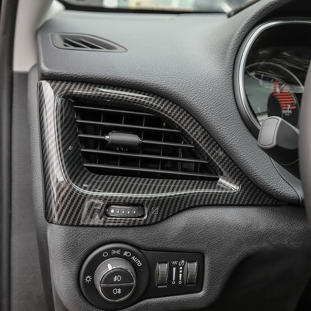 for Jeep Cherokee 2019+ Dashboard Side Rear Air Vent Outlet Cover ABS Carbon¡Á3