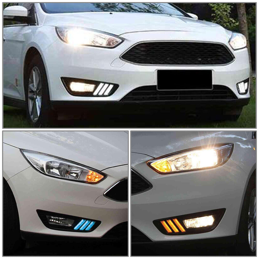 Two LED Daytime Running Lights (DRLs) for 2015-2016 for Ford Focus (White, Yellow, Blue)