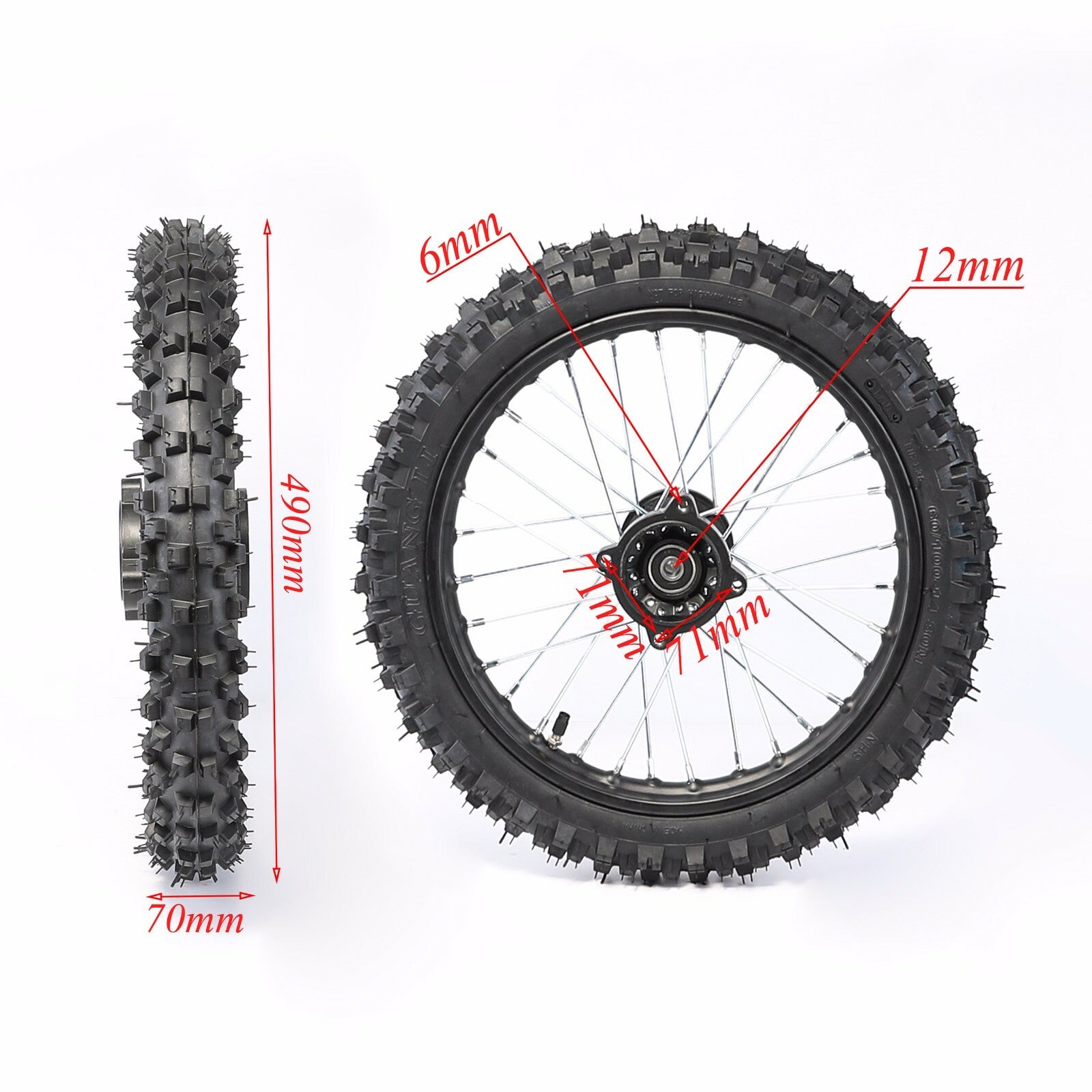 14 Front Wheel 60/100-14 Tyre Rim Brake Disc KX65 Pit Dirt Bike Atomik 125cc 70