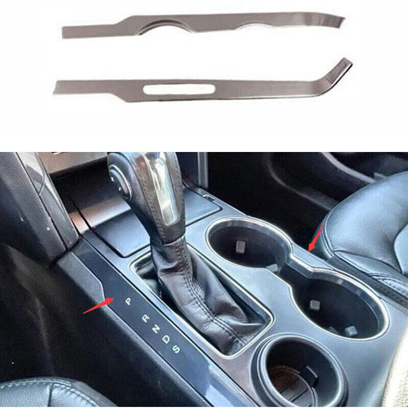 for Ford Explorer 2011-2019 Silver Steel Gear Shift Both Side Cover Trim 2pcs