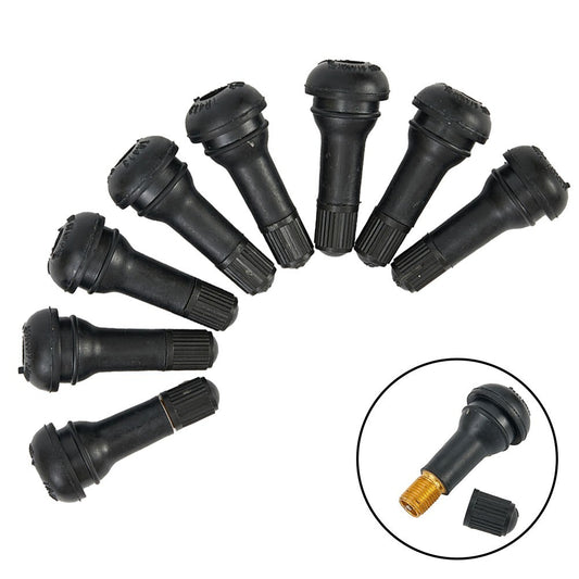 Valve Stem TR413 Snap In Type Rubber Tool Set, Tubeless Replacement Cap (Black)