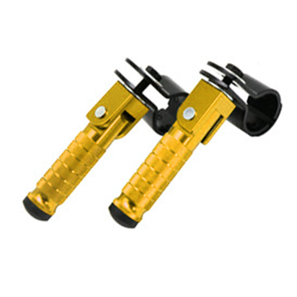 CNC Folding Rearsets Folded Motorbike Footrest Bicycle Foot Pegs Pedal Gold 2pcs