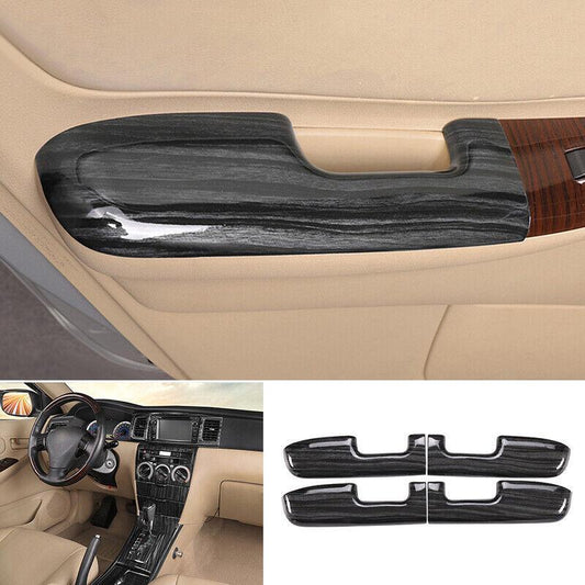 for Toyota for Corolla 2003-2008 Black Wood Grain Inner Door Armrest Cover Trim 4PC