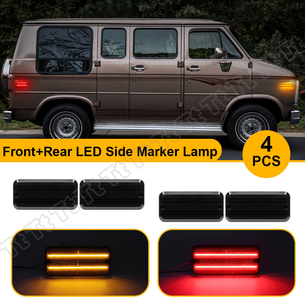 Front and rear LED side marker light kit for 1985-1995 for Chevrolet G10, G20, for GMC,G1500, and G2500.
