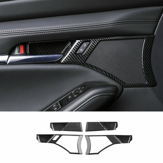 4X for Mazda 3 Axela 19-2023 ABS Carbon Fiber Inner Door Handle Bowl Cover Trim