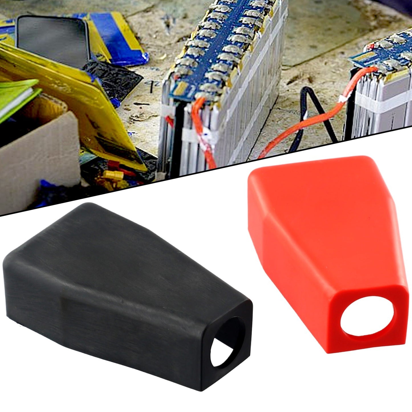 2-Piece Automotive Positive Battery Terminal Insulator Wire Connector Cover Kit
