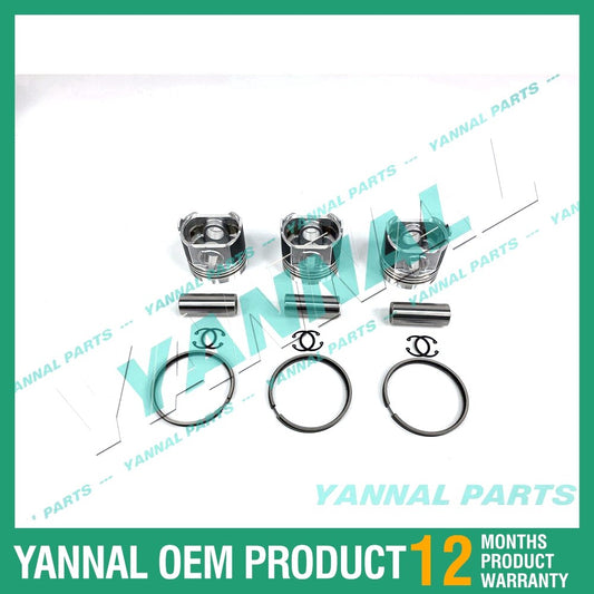 3-piece piston with piston rings + 0.5 mm for Kubota D1301 engine (oversized)