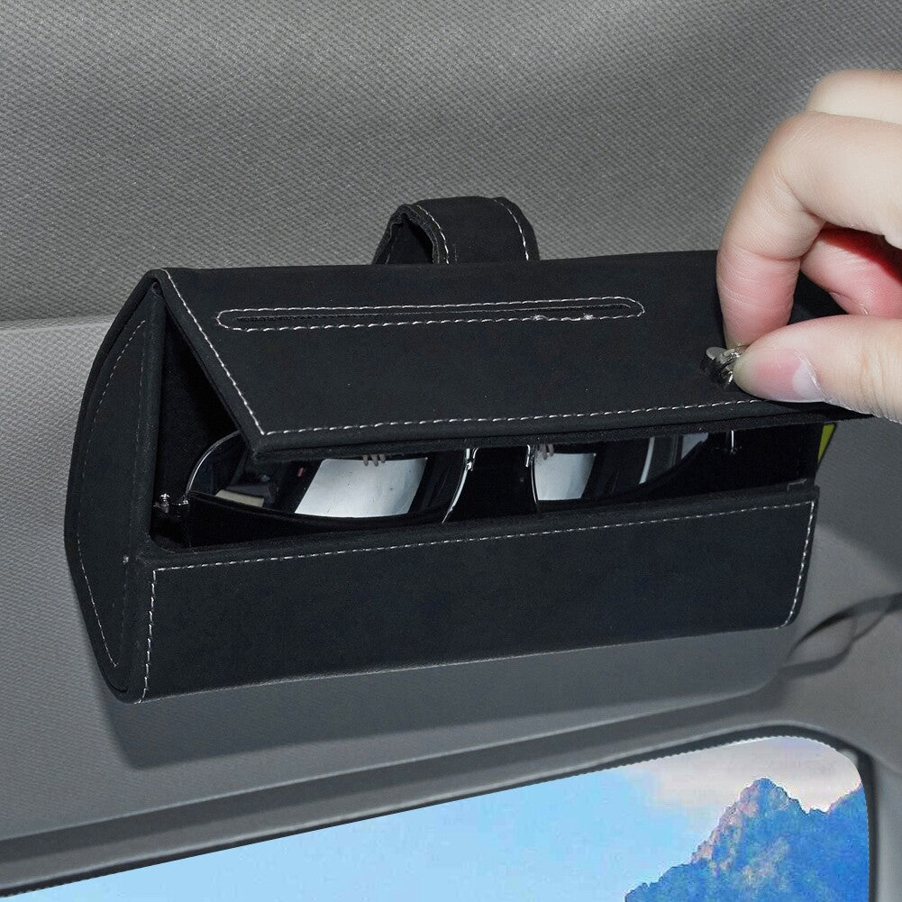 Universal Car Sun Visor Sunglasses Case Holder Hidden Magnetic Closure Protector