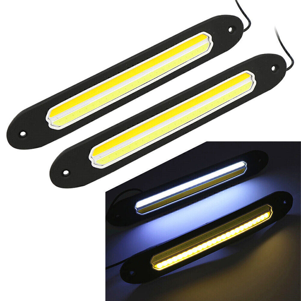 LED Daytime Running Light Strip DRL Driving Turn Signal White Amber Lamp Car
