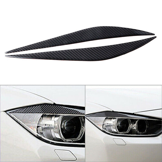 2X Carbon Fiber Headlight Eyebrow Eyelid Cover Fit for BMW 3 Series 2013-17 F30