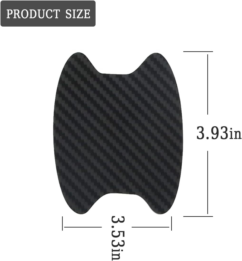 4Pcs Orange Carbon Fiber Car Door Handle Anti-Scratch Protector Film Sticker
