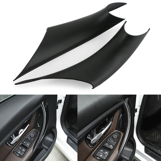 A pair of black inner door handle cover protectors for BMW 3 Series, 4 Series, F30, F35