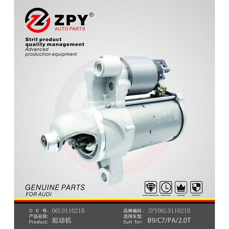 ZPY Starter Motor for Audi A4 allroad A4 Quattro 17-19 A5 Q5 L4 2.0L 1.4kW 12V