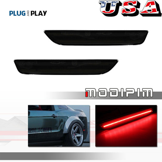DARK SMOKE Red SMD LED Rear Side Marker Light Set 10-14 for Ford for Mustang S197