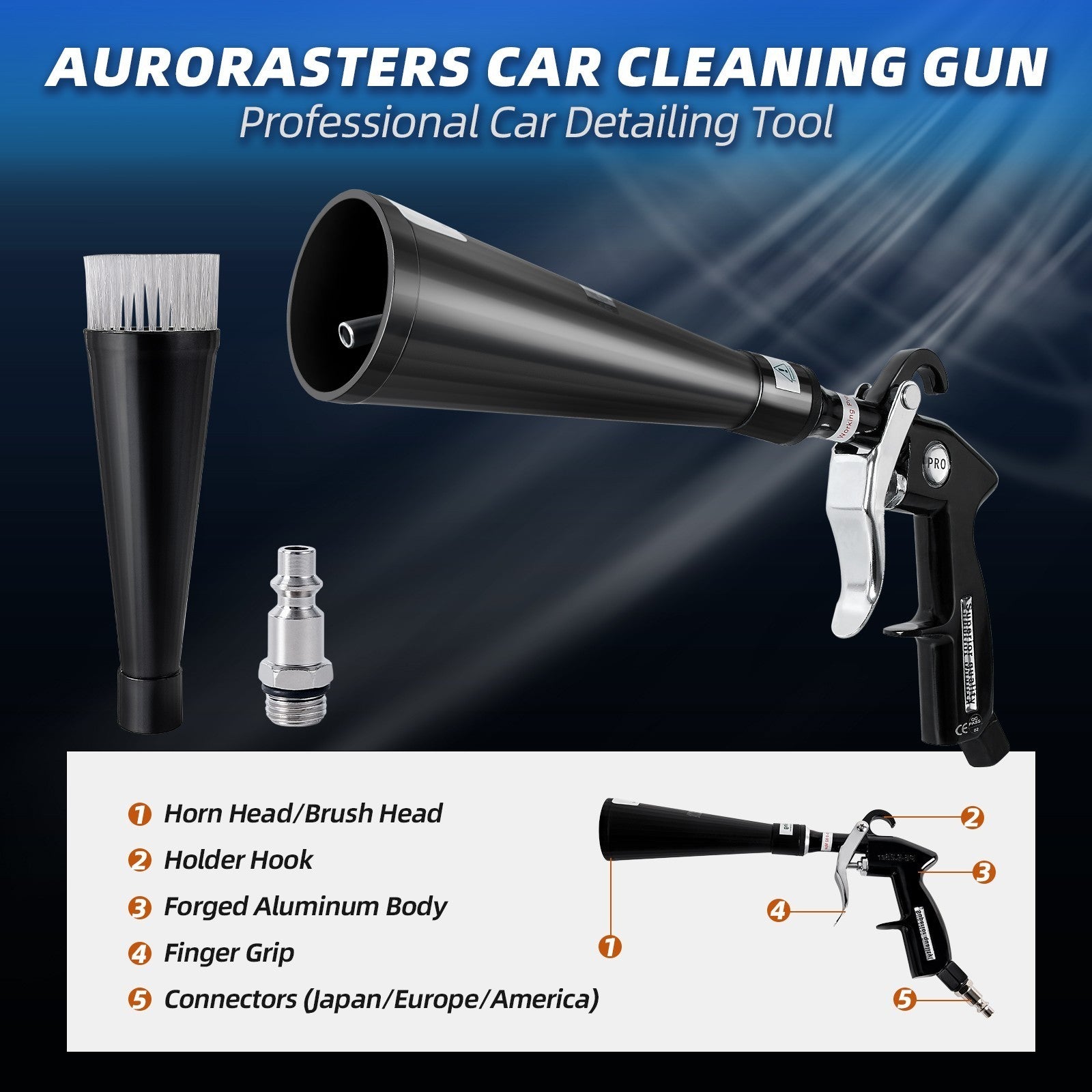 Tornado Car Cleaning Gun Vortex Air Blow Quickly Remove Gun Surface Dirt Dust
