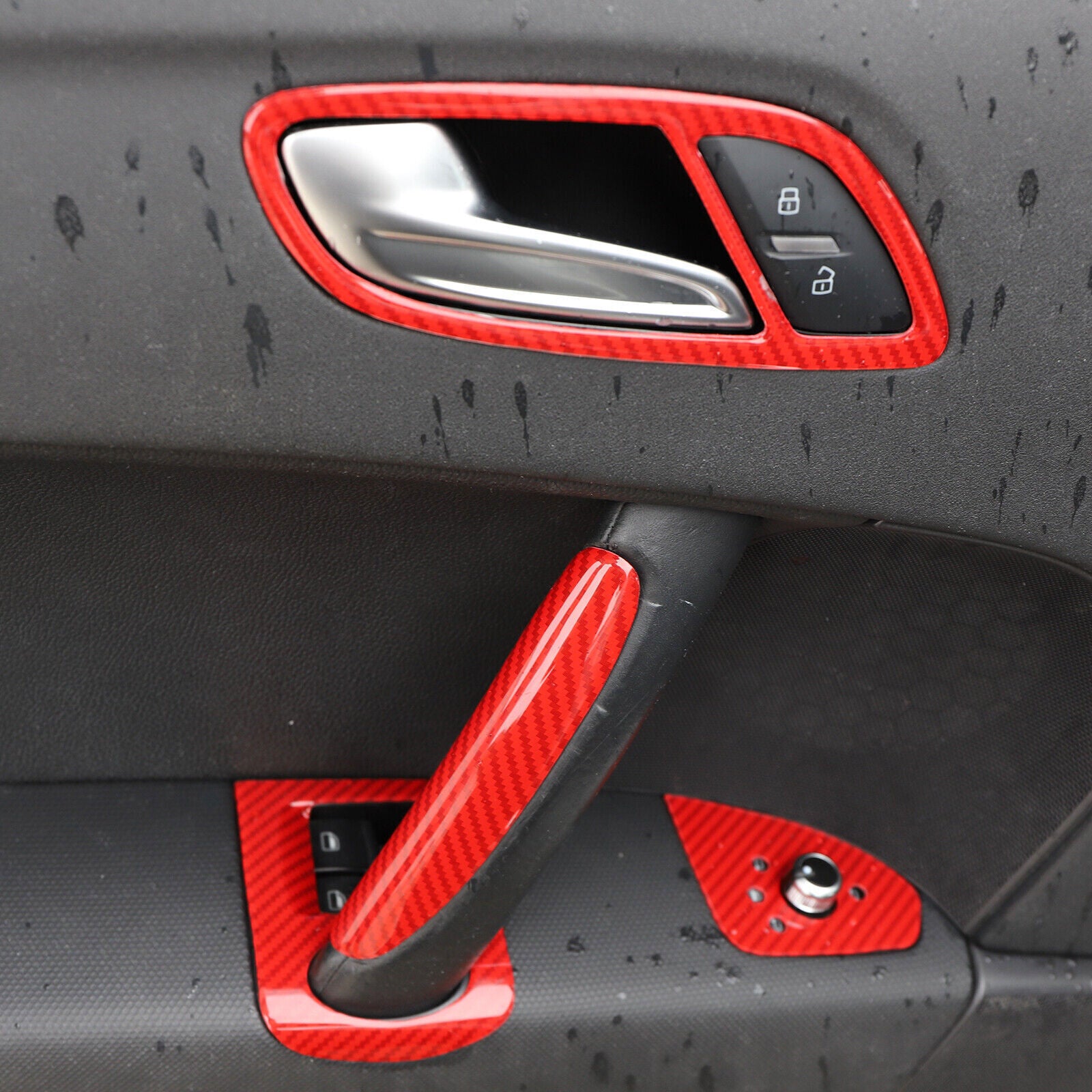 Fit for Audi TT 2008-14 Red Carbon Fiber Style Interior Decoration Full Set Trim