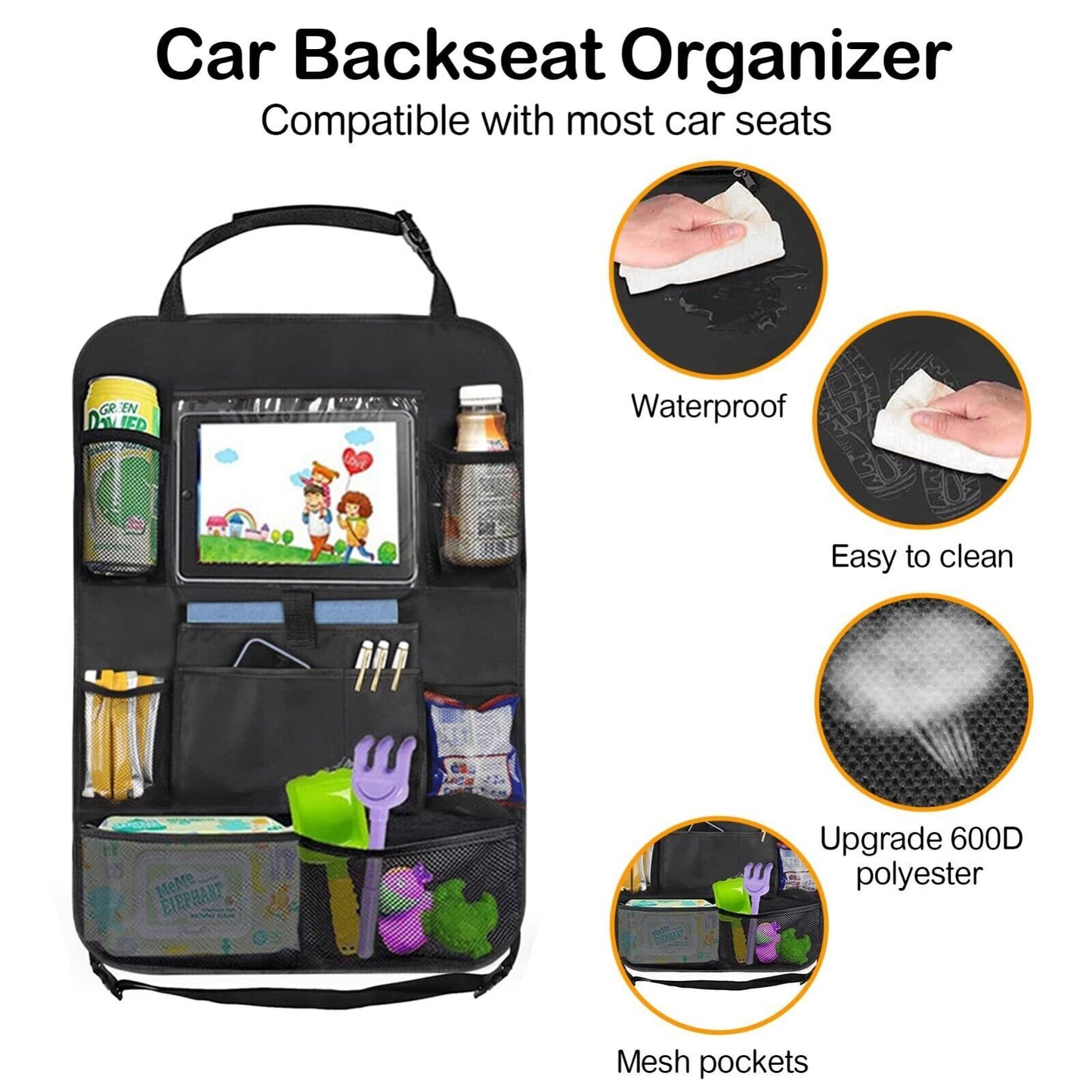 2-Pack Car for Seat Backrest Hanging Storage Bags Car Storage Bags Felt Storage Bags