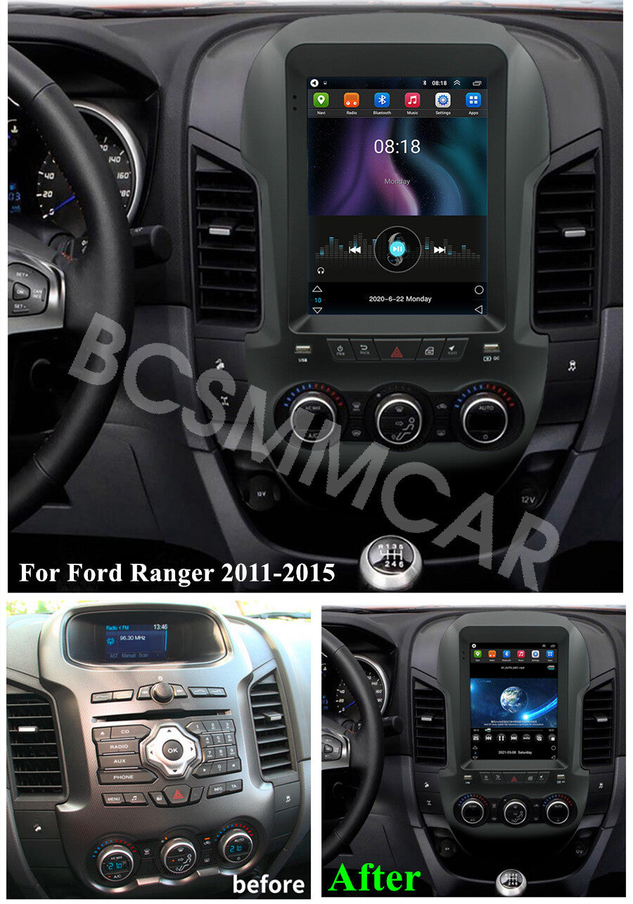 For Apple Carplay Car Stereo Radio Fit for Ford Ranger 2011-2015 Android 13 GPS