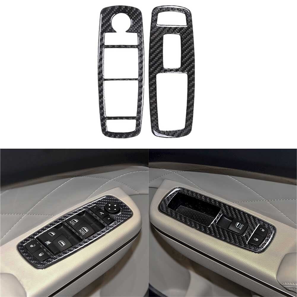 Carbon Fiber Interior Front Window Control Cover Trim for Chrysler 300 2015-22