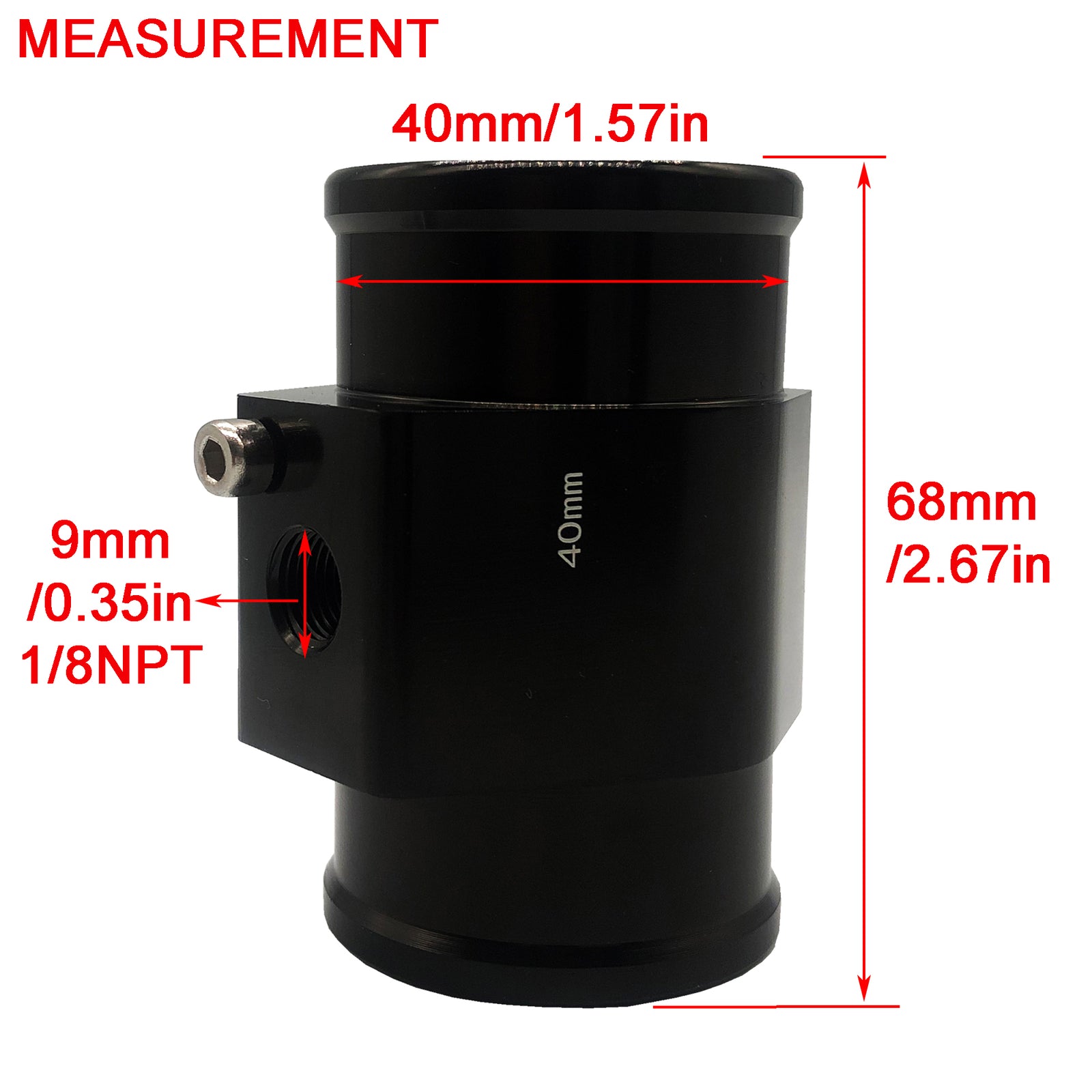 40mm Radiator Sensor Adapter For Water Coolant Temp Gauge Adaptor W/Hose Clamps