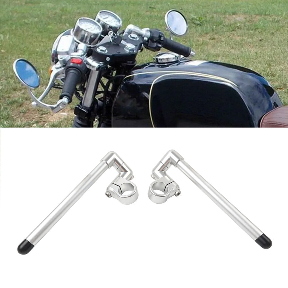 Silver Cafe Racer Bars 7/8 Universal Clip-On Handlebar Fork Tube 36MM