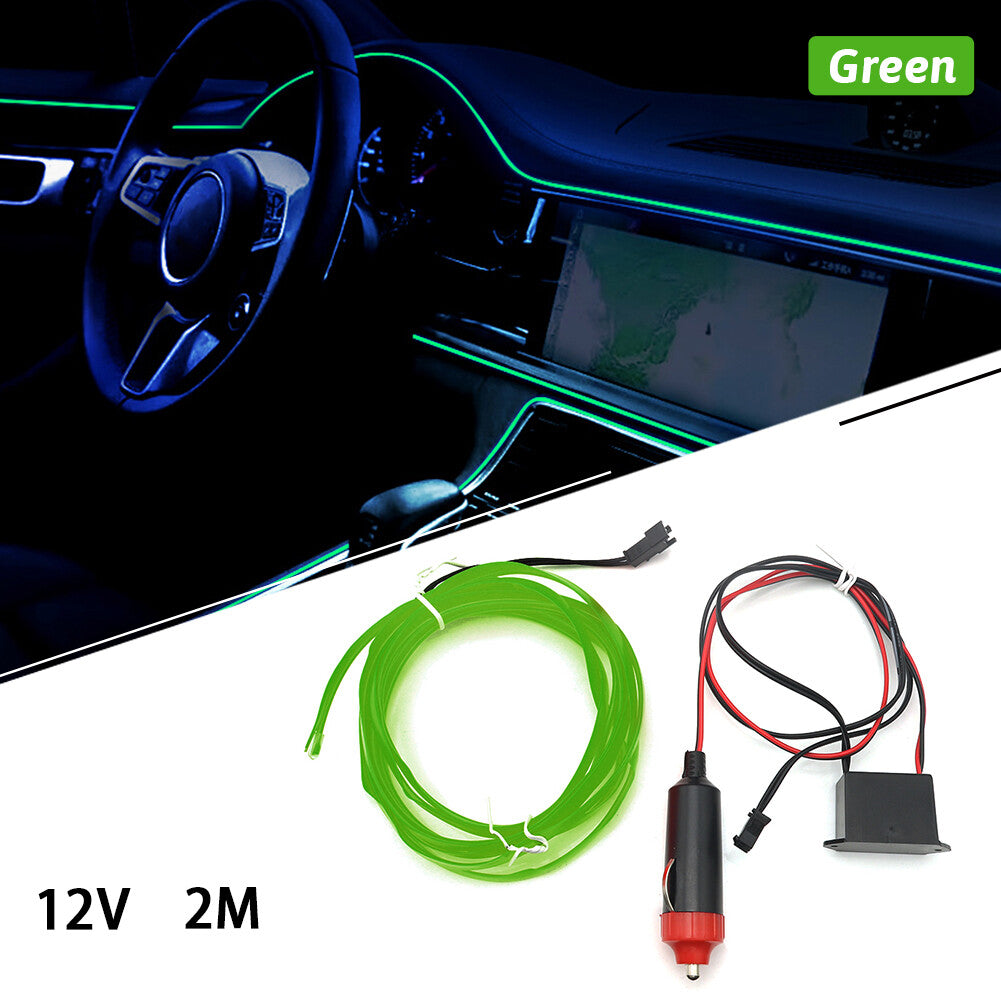 Car Interior LED Neon Light Decor Atmosphere EL Wire String Strip Lamp Green