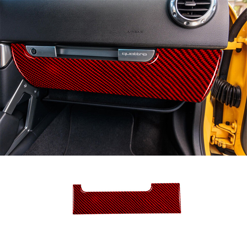 Red Carbon Fiber Passenger Glove Box Panel Cover Trim for Audi TT 8N 2001-2006