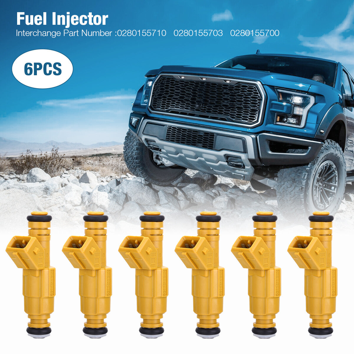 6-pack fuel injectors for Jeep 87-98 4.0L 0280155710 0280155700 EV1 4-hole