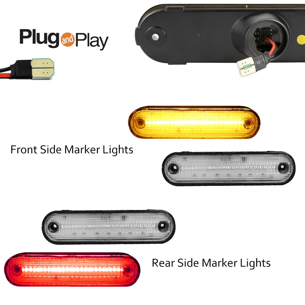 4-Piece Pack of Transparent LED Side Marker Lights for Front and Rear Lenses Suitable for MAZDA MX-5 MIATA 1990-2005