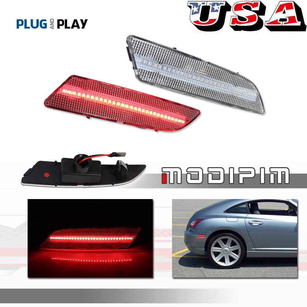 2-Pack Red LED Clear Lens Rear Marker Lights for 2004-2008 for Chrysler Crossfire