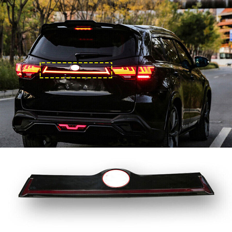 for Toyota Highlander 2014-19 Black Rear Door Trunk Led Tail Light Cover Decor