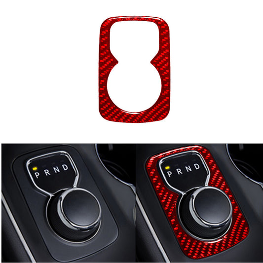 Red Carbon Fiber Gear Selector Rotary Shifter Cover Trim for Dodge Durango 14-20