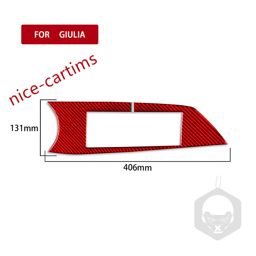 Red Carbon Multimedia Display Screen Panel Cover for Alfa Romeo Giulia 2017-2021