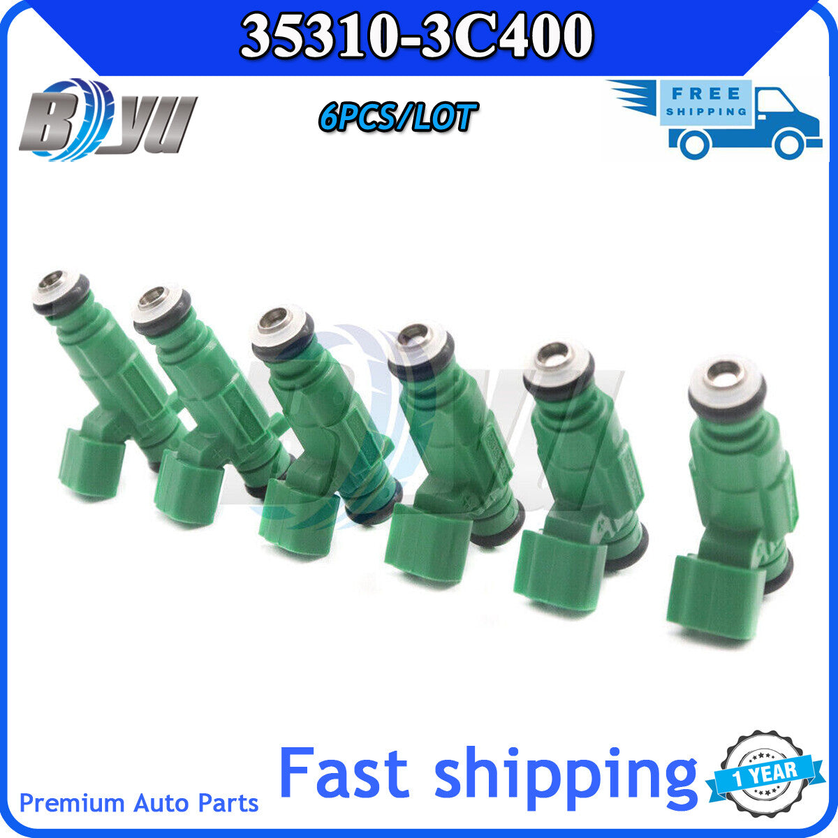 35310-3C400 6X Fuel Injectors For 10-12 for Hyundai Santa Fe 11-13 for Kia Sorento 3.5L