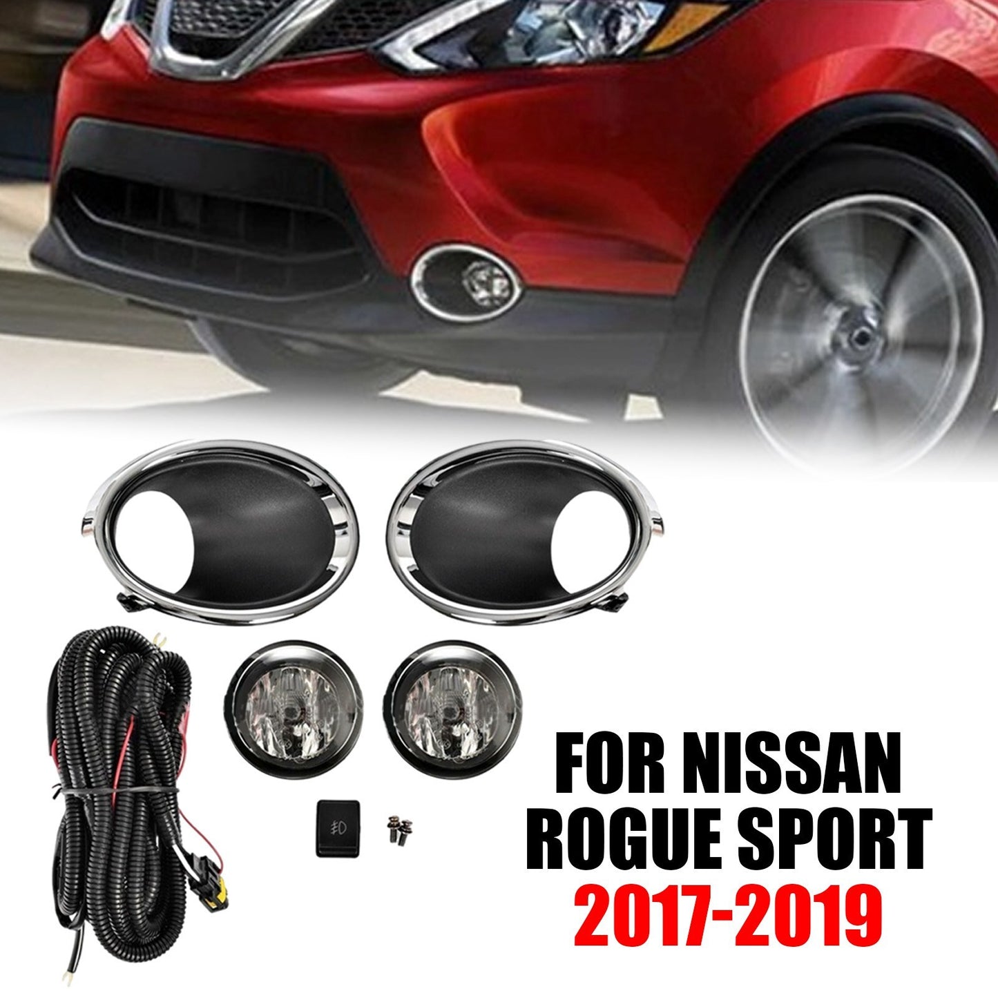 fit for Nissan Rogue Sport 17-19 Fog Light Lamp w/Bulb+Switch+Harness+Cover