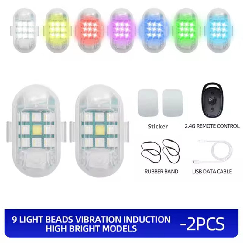 2x Wireless LED Drone Strobe Light for Motorcycle Remote Control Indicator Light