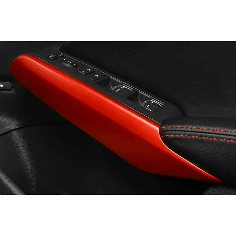 for Honda for Civic 2022-2023 Matte Red Interior Door Armrest Panel Trim Covers ABS