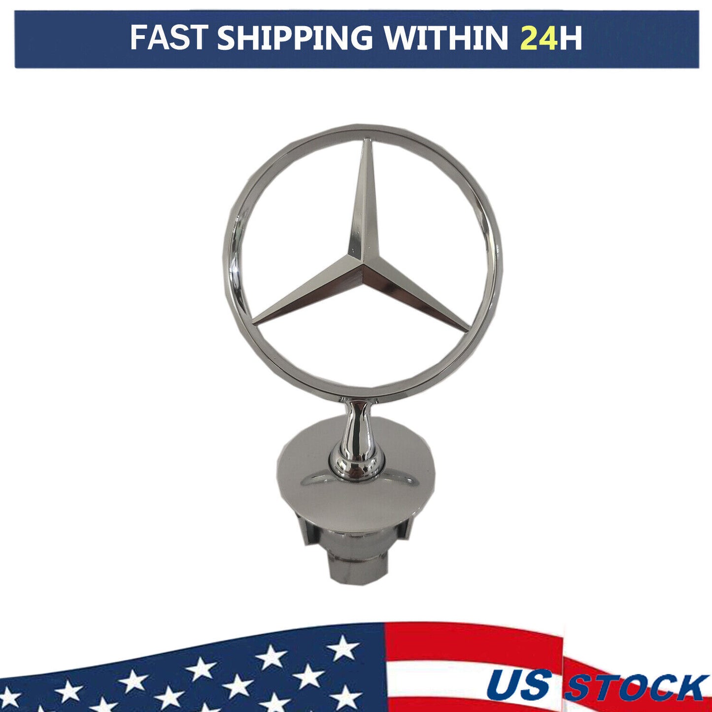 Fit for Mercedes-Benz front 3D range hood badge C230 C280 CLK320 E350 E320 E/S500 Silver